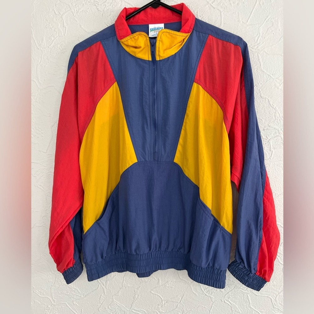 VINTAGE VTG Cheetah Mervyns Colorblock Fully Lined Nylon Windbreaker Jacket SZ S